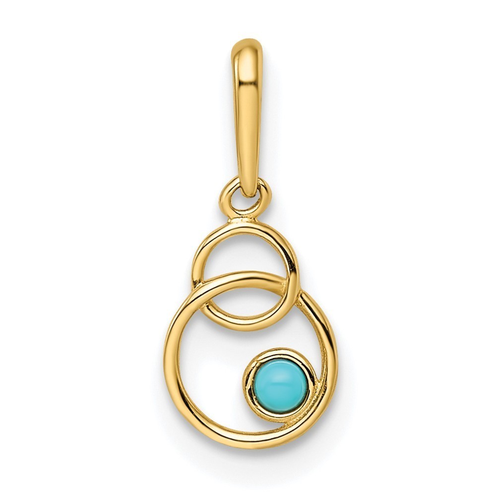 14k Yellow Gold Synthetic Turquoise Circle Pendant